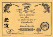 certificate - fourth degree in goshin jutsu